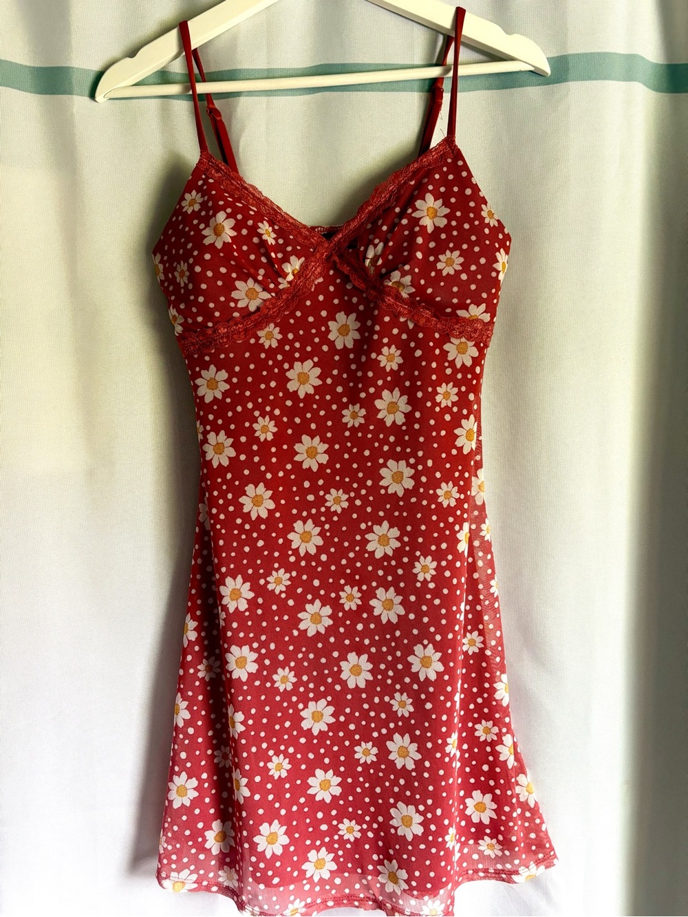 No Boundaries Red Daisy Print Slip Dress